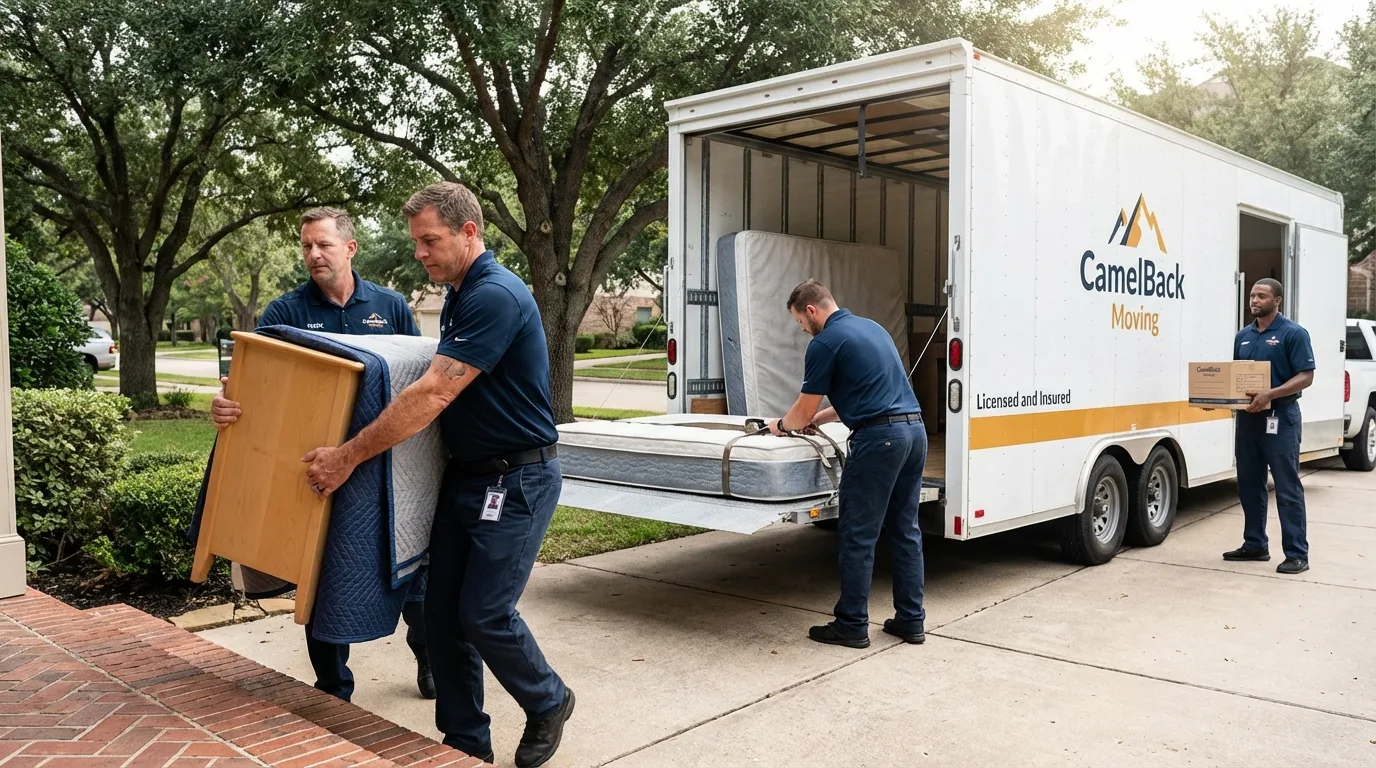 Crew loading residential truck for cross-state move from Hanover, NH