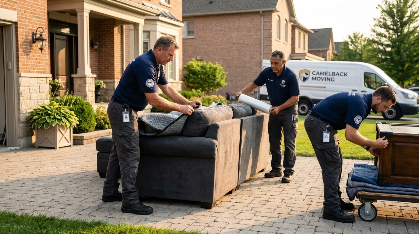 Large estate moving crew wrapping furniture in Hanover, NH